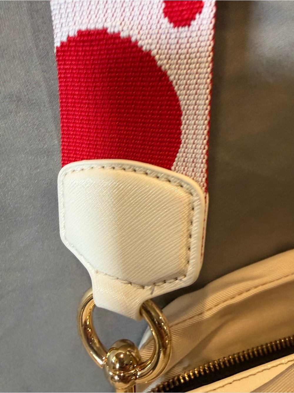 Marc Jacobs Cream Snapshot Crossbody with Red Polka Dot Strap - Picture 3 of 16